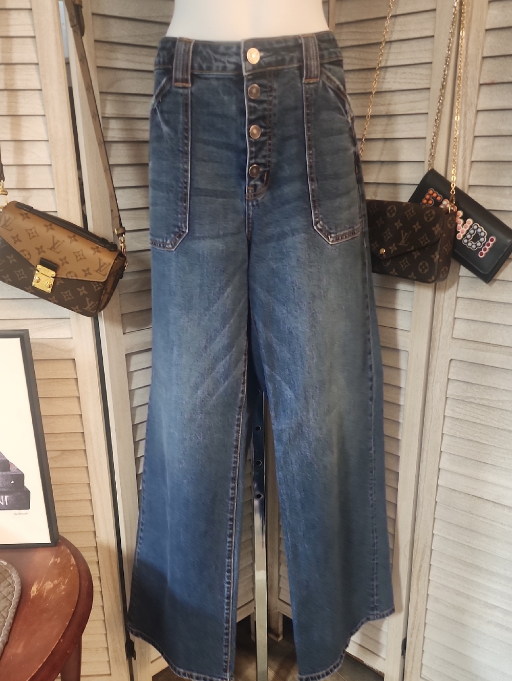 Kancan Brand Wide Leg Jeans - Picture 1 of 9